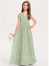 BRAND NEW JJ's House A-line V-Neck Floor Length Chiffon Dress With Pleats J8