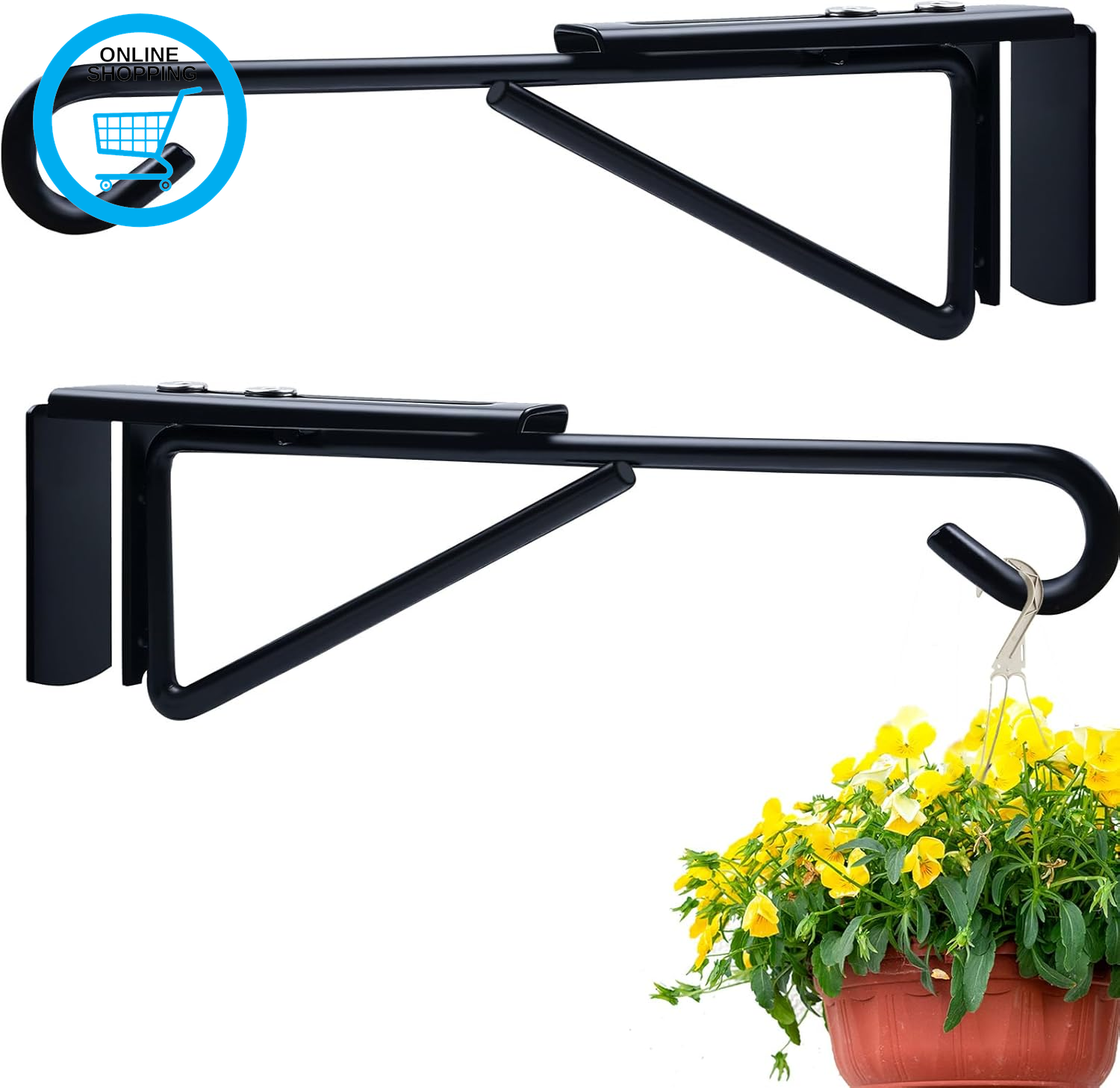 2 Pack Adjustable Hanging Basket Brackets Outdoor, Heavy Duty Bird Feeder Bracke