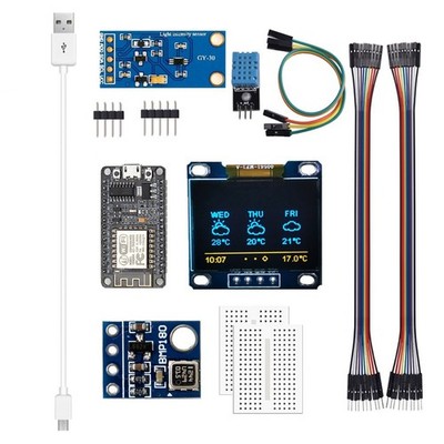 ESP8266 Weather Station Kit Temperature Humidity LCD Display Component Kit