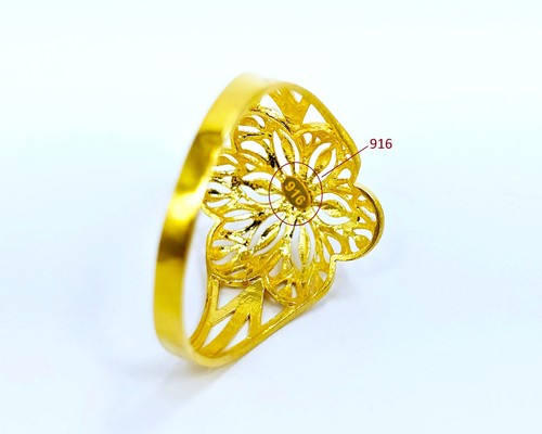 22K Solid Yellow White Gold Ring Genuine Hallmarked 916 Handcrafted Size US 8.5 - Picture 11 of 12