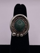Navajo Green Turquoise Classic Sterling Silver Ring Size 4.5 6.6g 