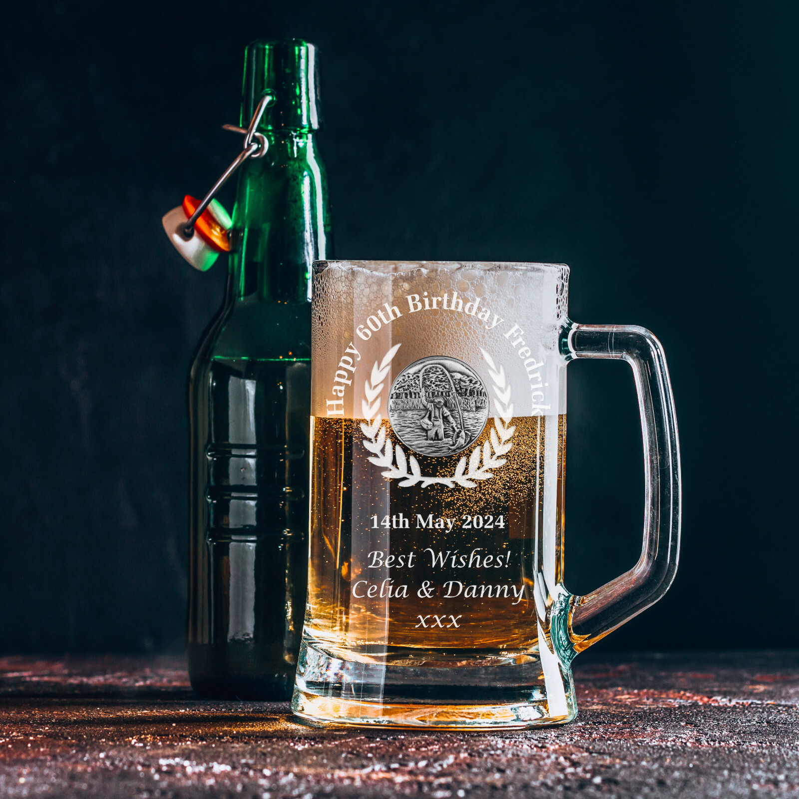 Fishing Engraved Pint Tankard 60th 70th 80th Birthday Lager Ale Glass Beer Mug