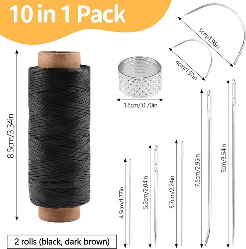 Leather Thread Waxed Needle Saddler Thread 2 Rolls High-Quality Material - Picture 7 of 7