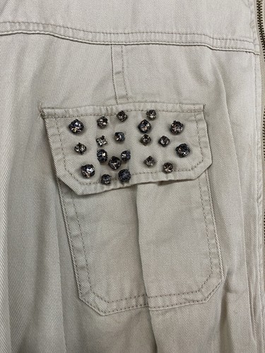 Torrid Women’s Tan Utility Jacket Roll Tab Sleeves Rhinestone Pockets Plus Sz 2 - Picture 19 of 19