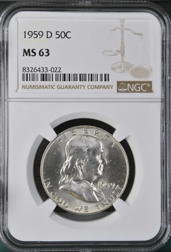 1959 D Franklin Half Dollar 50C NGC MS63 EB