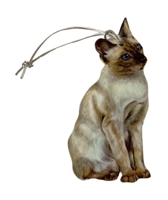 LARKRISE DESIGNS Hanging Siamese Cat Tree Decoration - Siamese Cat Christmas Decoration - C4-D