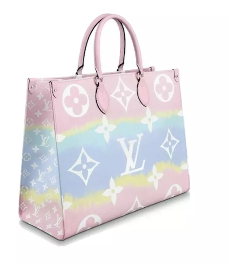 Louis+Vuitton+OnTheGo+Tote+GM+Pastel+Pink+Canvas for sale online