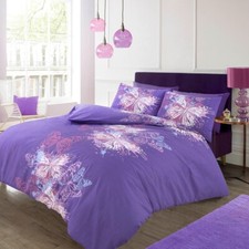 Image of Pink Purple Printed Large Butterfly Girls Kids Duvet Quilt Cover Bedding Sets