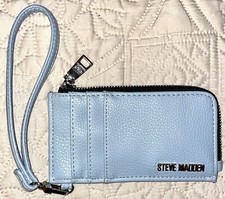 Steve Madden Wallet Wristlet Zip Coin Pocket ID Window Credit Cards Color Blue