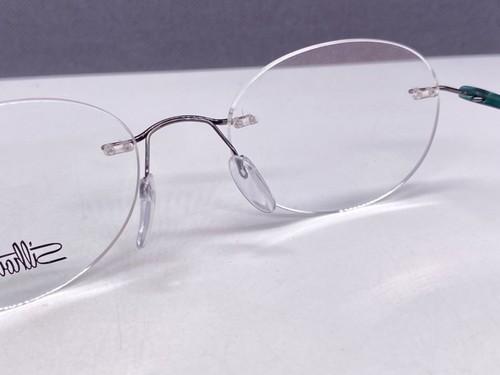 Silhouette Brille Herren Damen silber grün panto Randlos Titan 5500 NP:399€ - Bild 12 von 16
