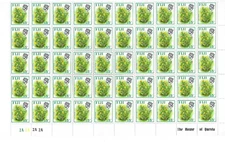 1971 Fiji Postage Stamps Mint Half Sheet of 15 cent Dendrobium tokai MNH