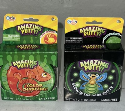 Grin Studios: Amazing Putty- Color Changing & Glow In The Dark- Lot Of 2