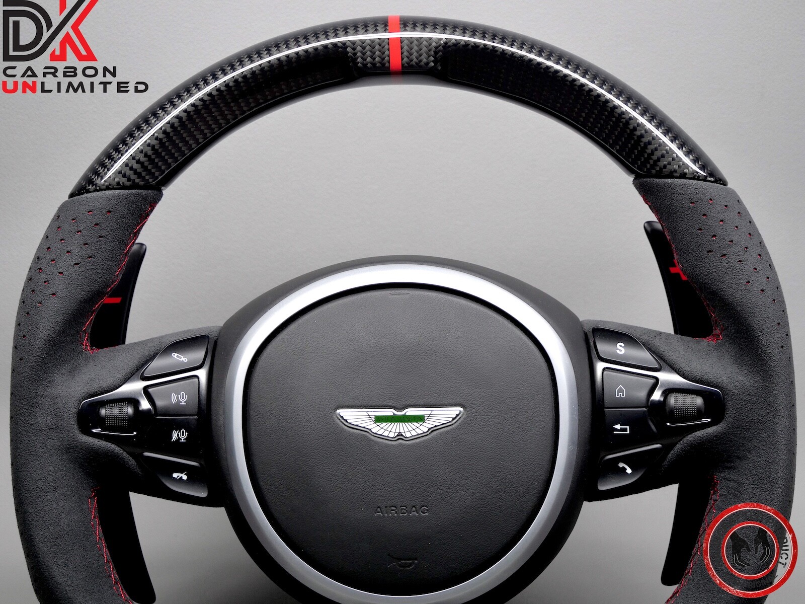 Aston Martin DB11 DBS Vantage Red Ring Alcantara Gloss Carbon Steering Wheel v3