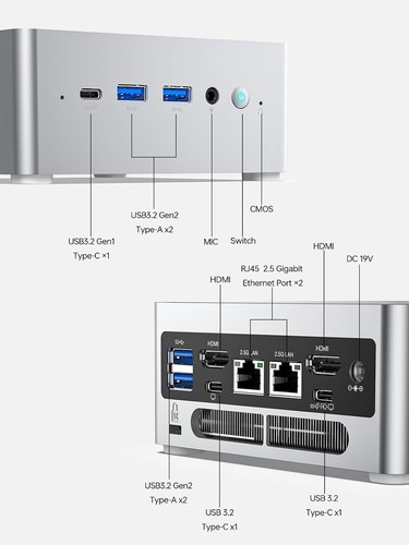 Venus Series NAB9 Mini PC, 32GB RAM 1TB, Intel Core i9-12900HK, MINISFORUM - Picture 9 of 10