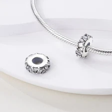 MULA New European Square Charm Silicone Rubber For Bracelet 925 Sterling Silver