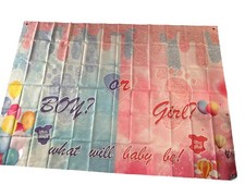 7x5FT Boy or Girl Gender Reveal Backdrop Footprints Baby Shower Boy Or Girl