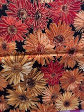 Fall Flower Scrap 9"x 21 , Cotton Fabric, Fat eighth, gold, yellow