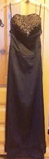 Women's Formal Dress Gown Strapless w/ Jacket A-Line Beaded Lace Satin Brown 2 0