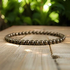 Natural Pyrite 4mm Beads Healing Protection Reiki Crystal Stretch Bracelet Gift