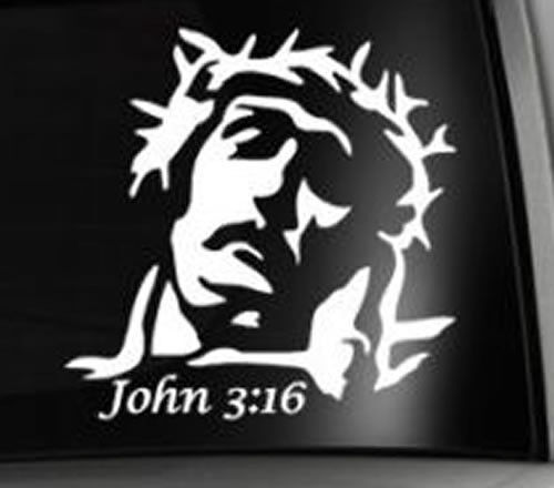 John 3:16 Jesus Christ Cross Crucified Bible Christian Faith Decal Sticker 6" - Picture 1 of 2