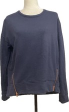 Athleta Cityscape Sweatshirt Small Side Zip Navy Blue