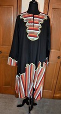 African Tribal Ceremonial Dress Hand Made Hand Tailored Black L Kaftan OOAK