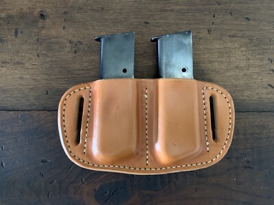 Custom Leather Double Clip/magazine Holster for 1911 Light Brown Single Stack