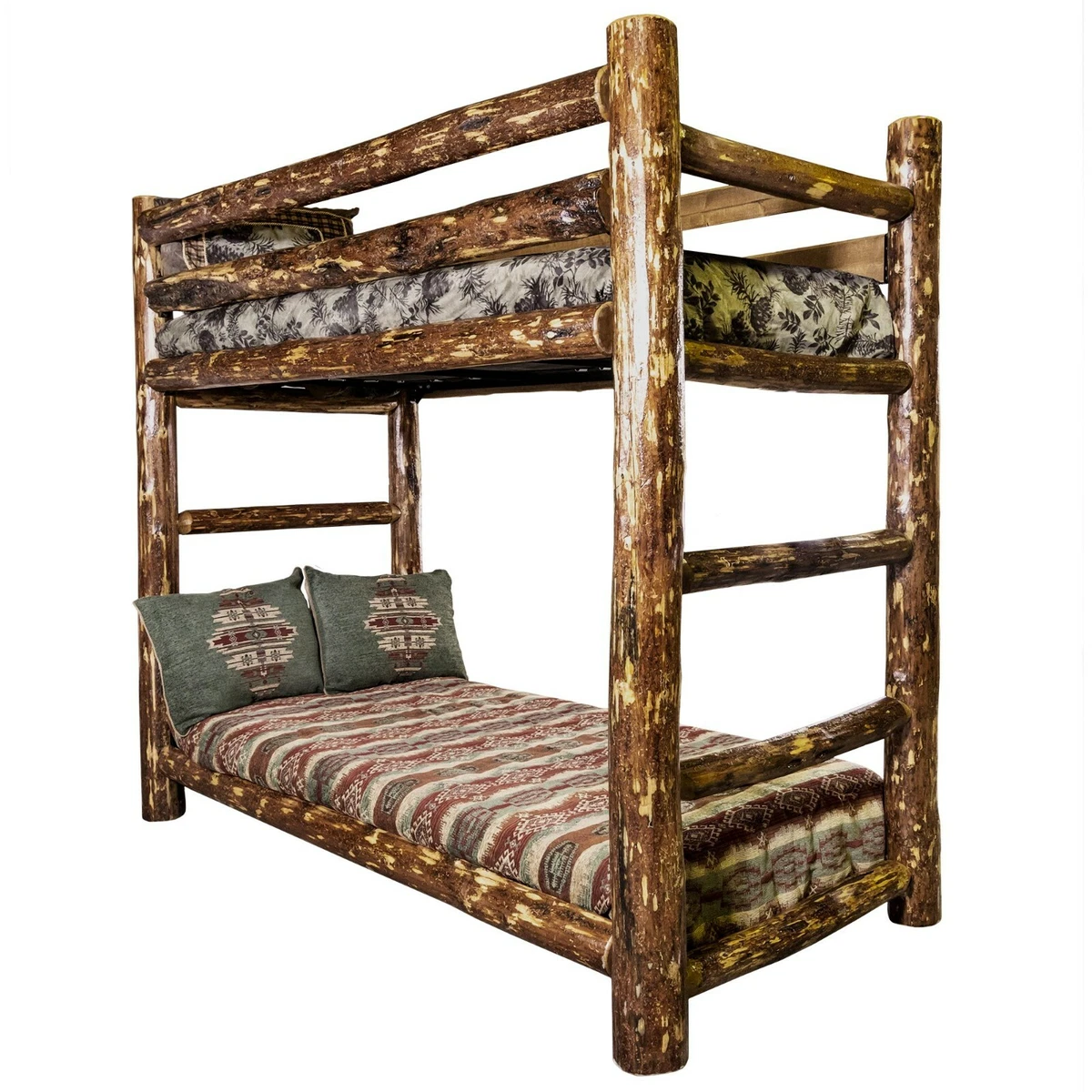 Rustic Log Bunk Bed TWIN over TWIN Amish Made BunkBeds Western