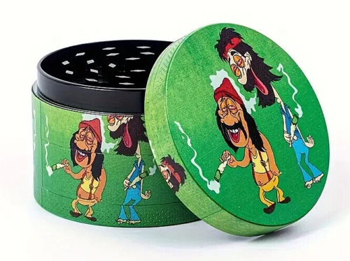 2.5 inches Creative Pattern Tobacco Grinder Cartoon Cheech & Chong Holding Joint - Picture 1 of 5