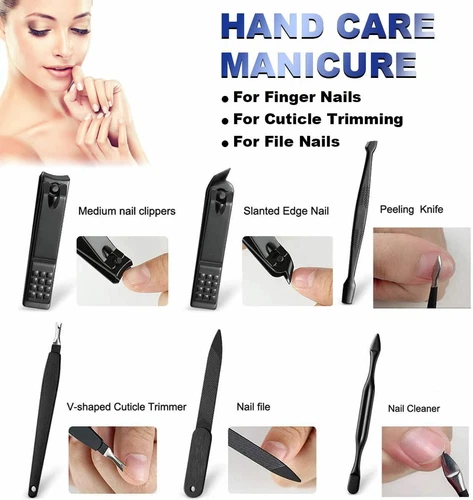 18Pieces Manicure Nail Clippers Grooming Kit Cuticle Remover Pedicure Care Tool - Picture 6 of 11