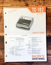 Sony TC-182 Cassette PRELIM. Service Manual Original 