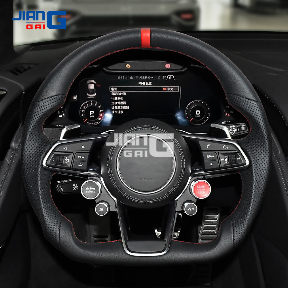 Full Leather Sport Perforated Leather Steering Wheel Fit Audi R8 TT TTRS TTS 16+