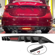 For Mazda 3 Mazdaspeed 3 Carbon Rear Bumper Diffuserlip W Led Tail Brake Light