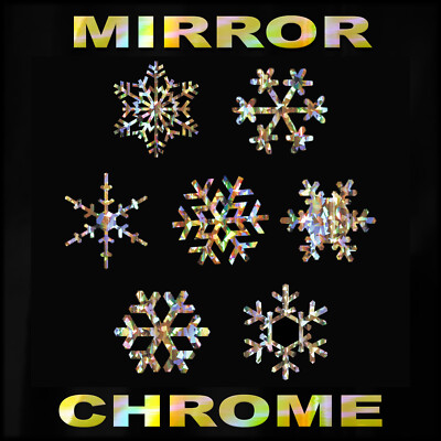 Chrome Snowflakes Stickers 7 Pack Winter Snowflake Decals