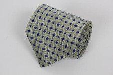 XMI Silk Tie. Brown w Blue Geometric. Hand Made in the USA.