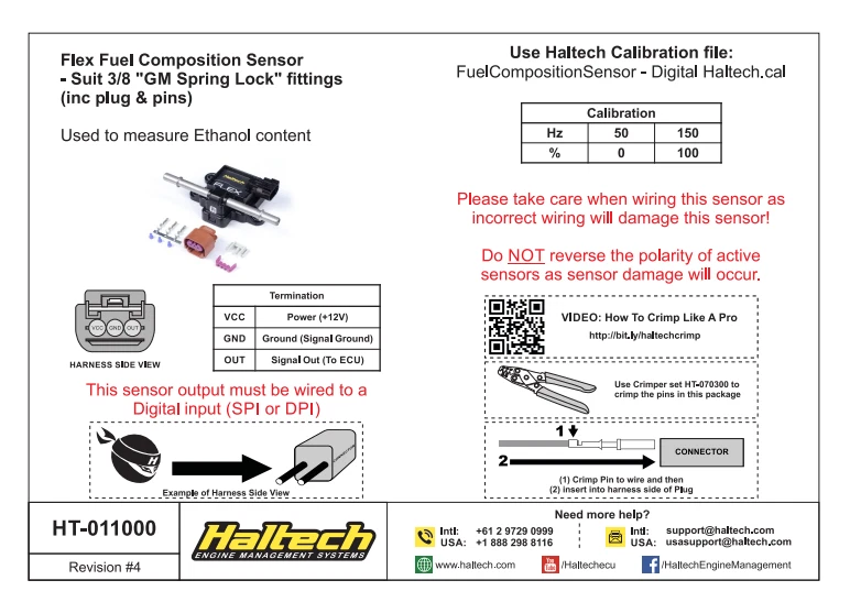 Haltech Flex Fuel Composition Sensor for 3/8 (GM Spring Lock) Fittings - Image 3 of 3