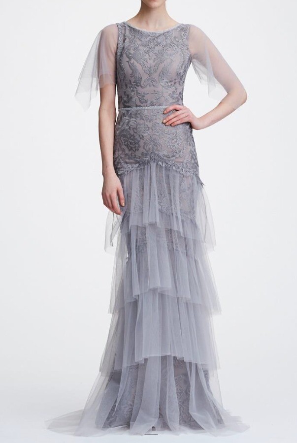 $1195 NEW Marchesa Notte Flutter Sleeve 