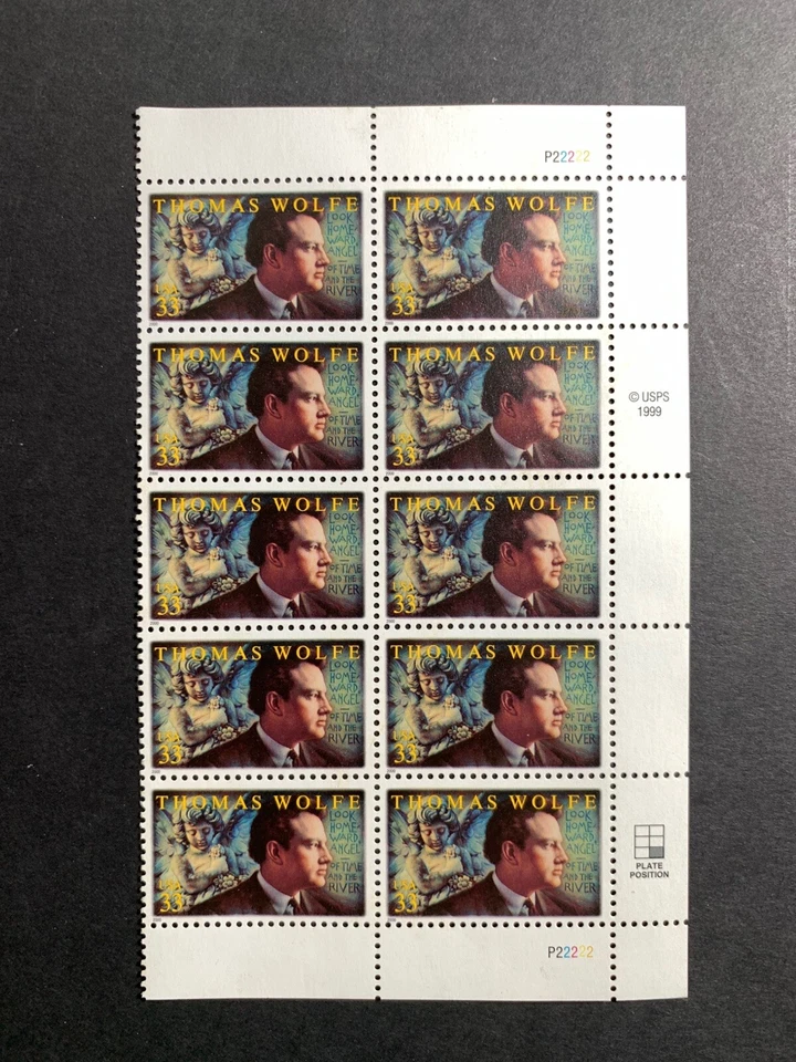 U.S. Stamps SC #3444/3882. Literary Arts Thomas Wolfe & Moss Hart Blocks of 10 - Image 3 of 3