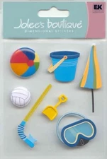 Jolee's Boutique 3D Stickers BEACH TOYS Theme 68952 Fast FREE Ship! WOW! SUPER!