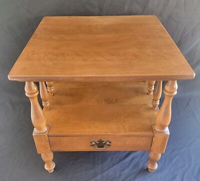 Ethan Allen Early American Solid Wood Maple Birch End Table 10