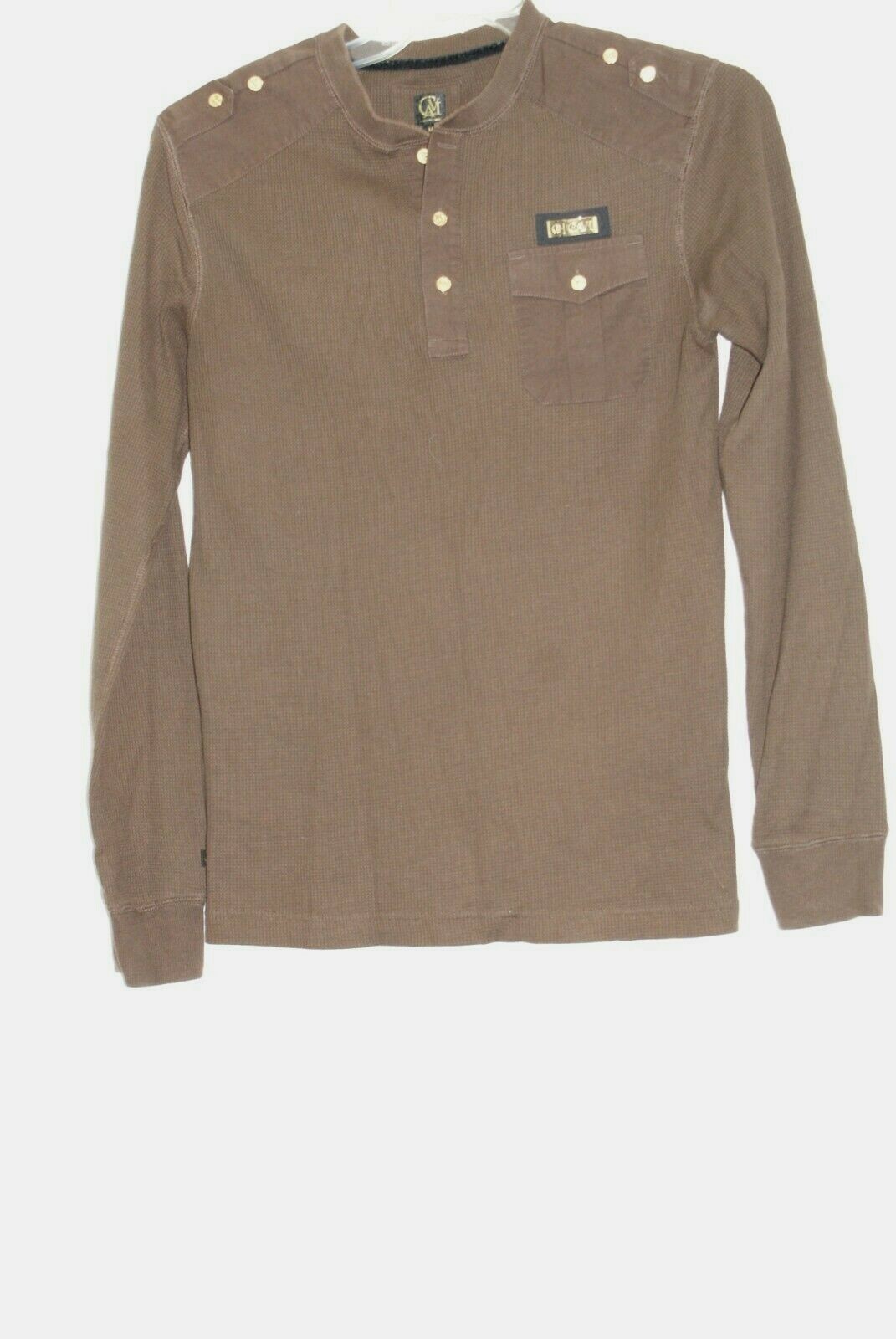 3 Button Front Cavi Men's Size M Brown Knit 3 Button Front Long Sleeve Shirt Casual ...