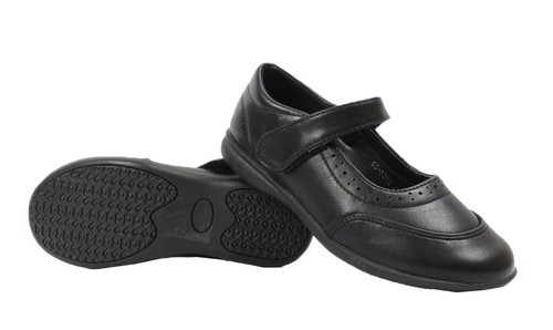 GIRLS SCHOOL SHOES KIDS INFANTS FORMAL PARTY EVENING BLACK TOUCH STRAP SHOE SIZE - Picture 16 of 16