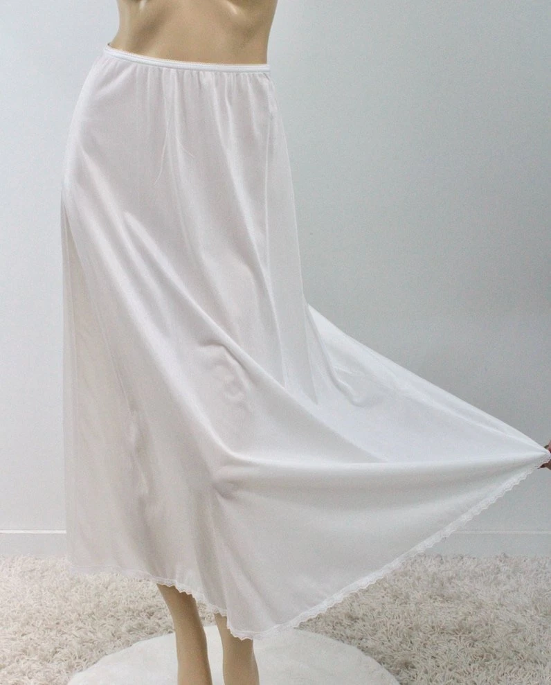 Long Maxi Half Slip Small Formal White Nylon A Line