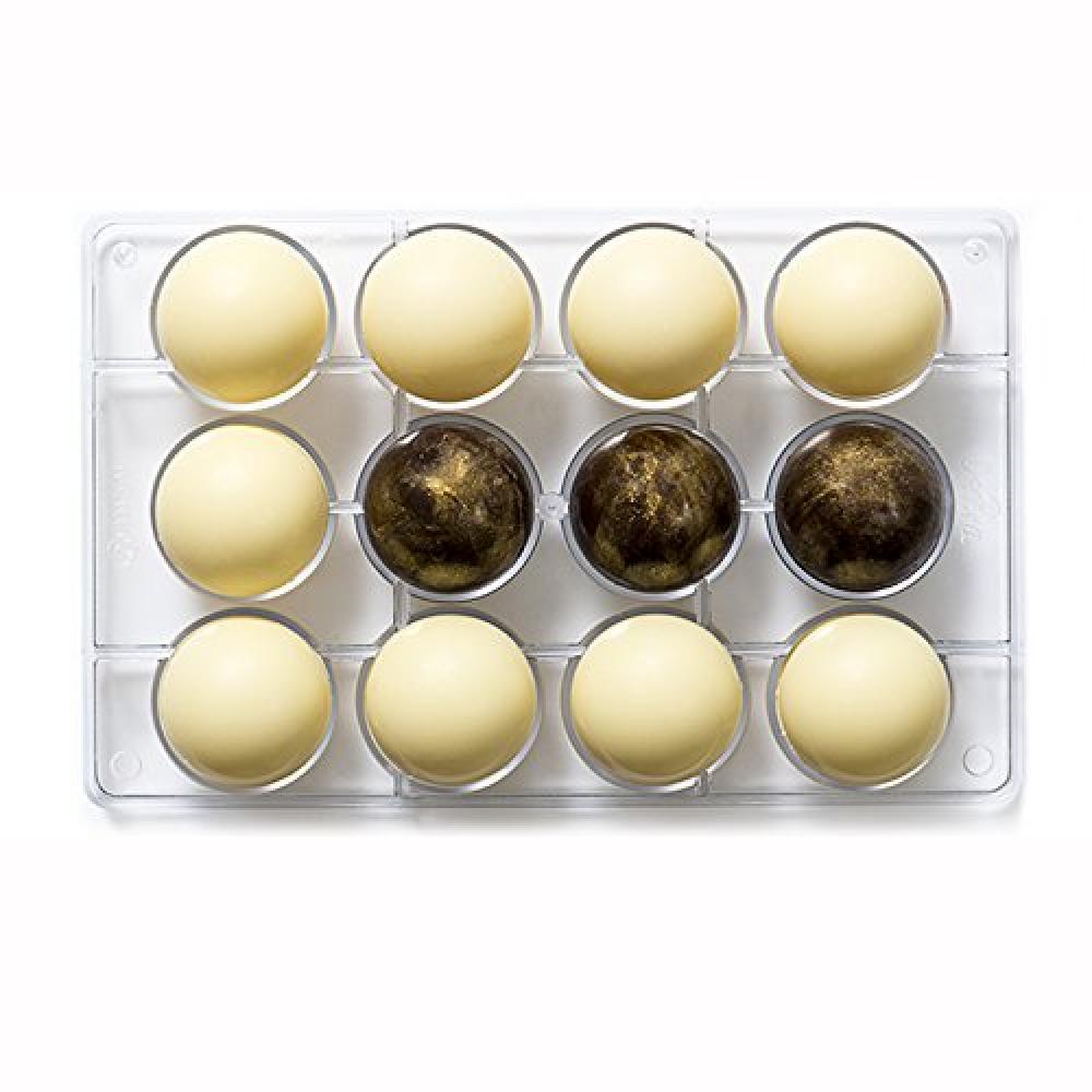 (TG. 50 mm) Decora Stampo Cioccolatino 1/2 Sfera, Policarbonato, Trasparente, Di
