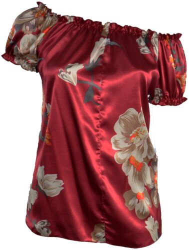 Polsini a collo elastici stampa floreale rosso elegante raso zingaro donna taglie forti - Foto 2 di 4