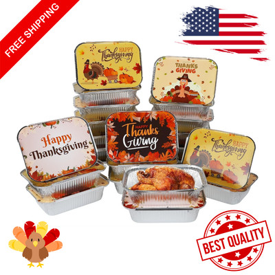 40 Pcs Thanksgiving Foil Pans with Lids - Disposable Aluminum Baking Trays