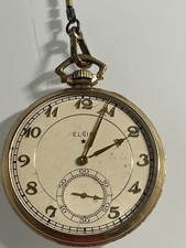 Elgin Pocket Watch Antique Manual Open Face 44mm Vintage
