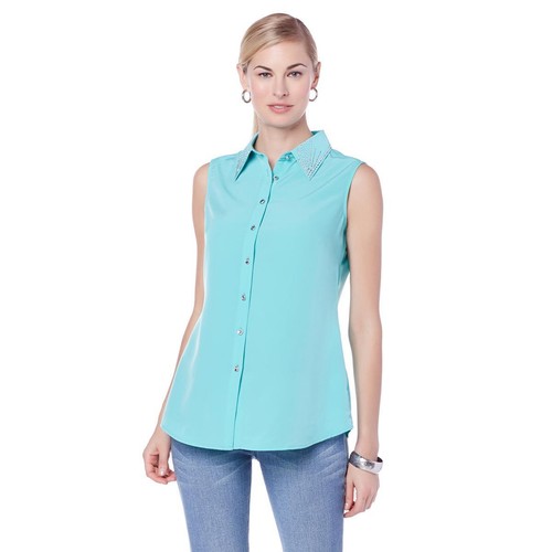 DG2 by Diane Gilman Embellished Soft Shirt w/Jewel Buttons 397494-J - Picture 2 of 2