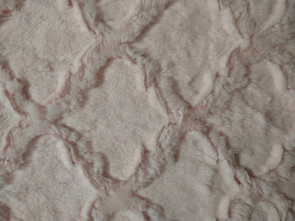Remnant Minky Plush Fabric Lattice Shannon Fabrics Pink 38" Lx38" W + 83" Lx16"W - Image 4 of 4