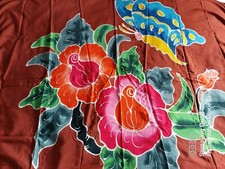 Bali Sarong Hand Painted Batik Fringe Detail Wrap Around Beach Pool Cover-up 14